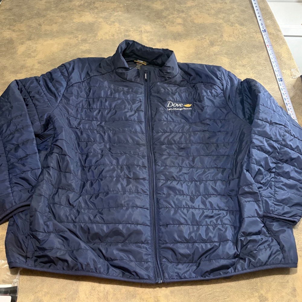 Core 365 Puffer Jacket Mens 5XL Navy Blue Dove Soap Logo Quilted Full Zip 6402